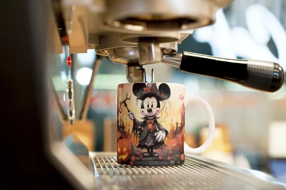👻 Mickey Mouse v strašidelném klobouku – Halloween hrneček s kouzlem 🎃