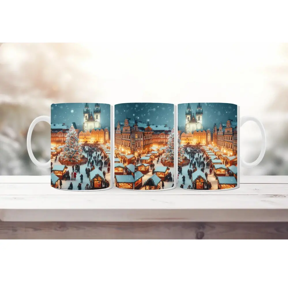 Vánoční hrnek 330 ml – Pražský vánoční trh 🎄✨