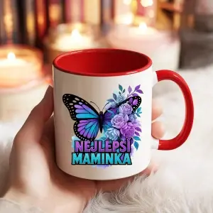 Hrnek Nejlepší maminka – motýl a květiny