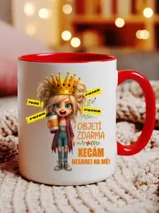 Hrnek „Pozor! Objetí zdarma – kecám, nesahej na mě!“