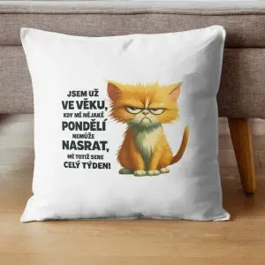 Dekorační polštář Pondělí mě nemůže nasrat