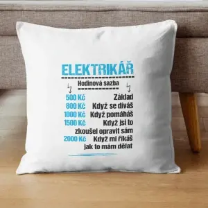 Dekorační polštář Elektrikář – hodinová sazba