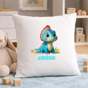 Personalizovaný dětský polštář s dinosaurem – jméno dítěte