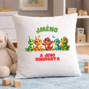 Personalizovaný dětský polštář – Dino parta se jménem
