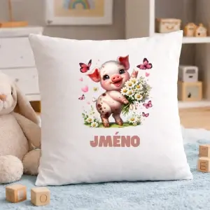 Personalizovaný dětský polštář – Veselé prasátko se jménem