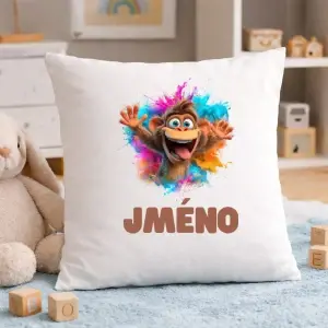 Personalizovaný polštář s opičkou – Jméno dítěte