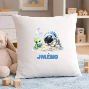 Dětský polštář s vlastním jménem – Malý astronaut (45×45 cm)