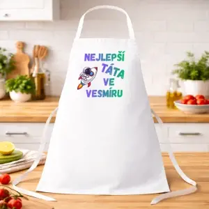 Kuchyňská zástěra Nejlepší táta ve vesmíru – vtipný dárek pro tátu