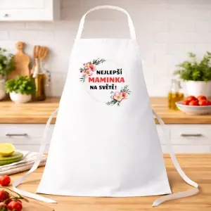 Kuchyňská zástěra Nejlepší maminka na světě – květinový motiv