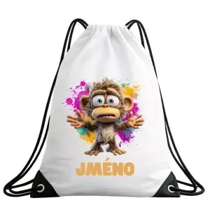 Dětský vak na záda s opičkou – personalizovaný se jménem