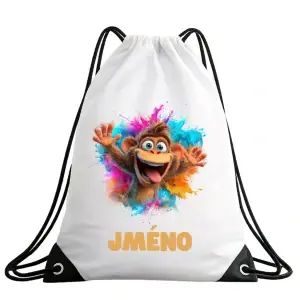 Dětský vak na záda s opičkou se jménem | Veselý vak pro děti