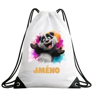 Dětský vak na záda se jménem – Veselá panda