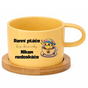 Keramický hrneček 200 ml – „Ranní ptáče bez kavičky nikam nedoskáče“