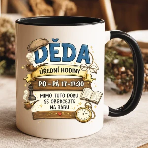 Hrnek s barevným vnitřkem – Děda, úřední hodiny