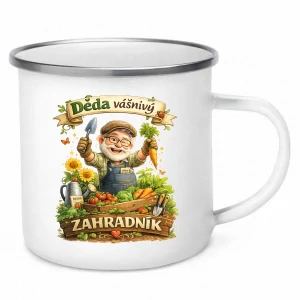 Plechový hrnek – Děda vášnivý zahradník