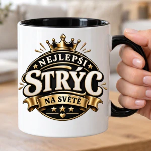 Dárkový hrnek Nejlepší strýc na světě – černo-zlatý, 330 ml