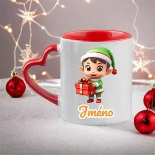 Skřítek s dárkem – Vánoční radost v hrnečku!