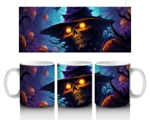 💀 Svítící lebka strašáka – Halloween hrneček s tajemstvím 🎃
