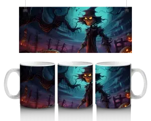 🌳 Strašák s svítícími očima – Halloweenský hrneček s větvovitými pažemi 🎃