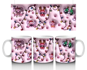 🎄 Veselý Stitch se světýlky – vánoční hrnek (330 ml) 🎅✨