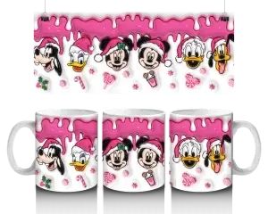 🍭 Disney vánoční radost – hrnek s růžovou polevou (330 ml) 🎅💖