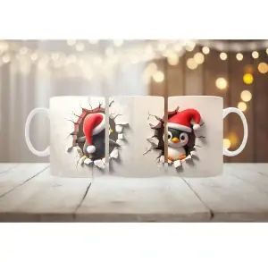 Hrnek s tučňákem v čepici – Vánoční rozbití ledu🎅🐧