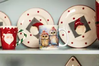 🦉 Sověcí láska: Vánoční duo v čepičkách 🎄