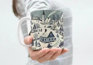 Zimní kouzlo na hrnku – Keramický hrnek 330 ml inspirovaný Josefem Ladou ❄️