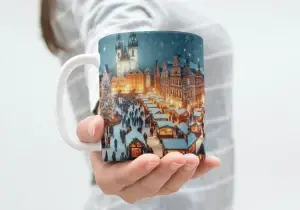Vánoční hrnek 330 ml – Pražský vánoční trh 🎄✨