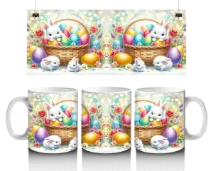 🐰✨ Velikonoční hrnek – roztomilí králíčci a barevná vajíčka 🌸🥚