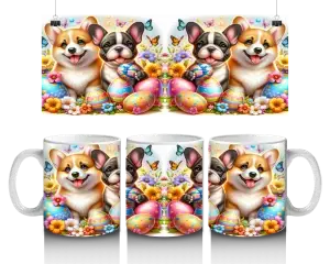 🐶🥚 Velikonoční hrnek – veselí pejsci mezi vajíčky 🌼✨