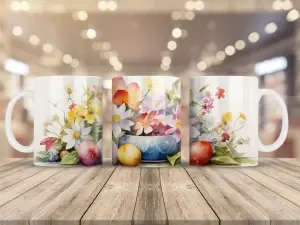  Jarní harmonie – květinový hrnek s velikonočními vajíčky