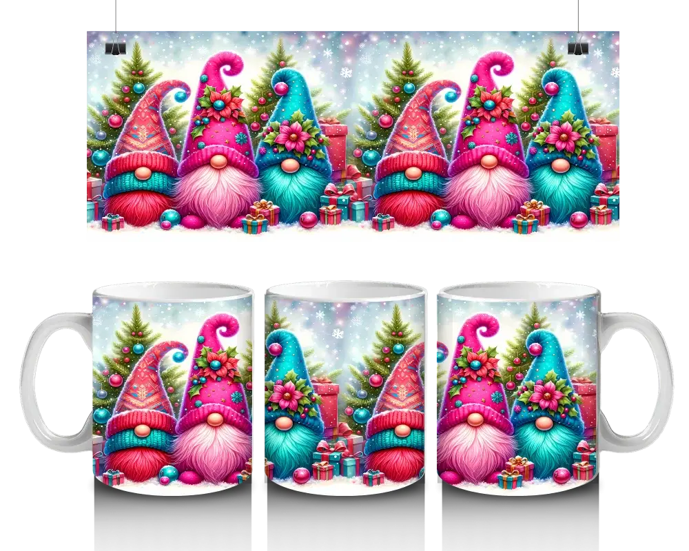 Vánoční hrnek Skřítci v růžovo-modré pohádce