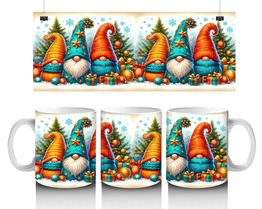 Vánoční hrnek Skřítci v tyrkysovo-oranžové náladě