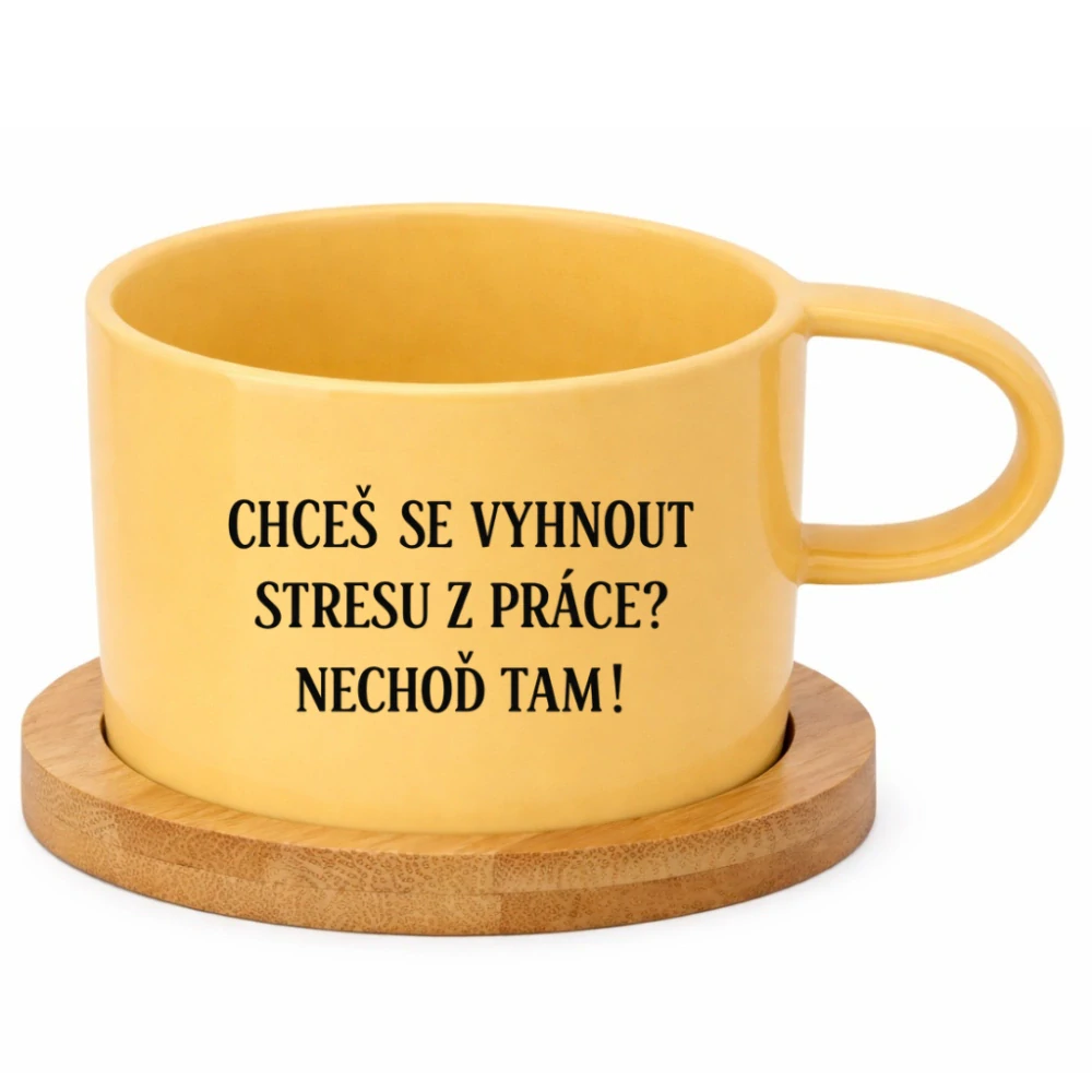 Keramický hrneček 200 ml – „Chceš se vyhnout stresu z práce? Nechoď tam!“