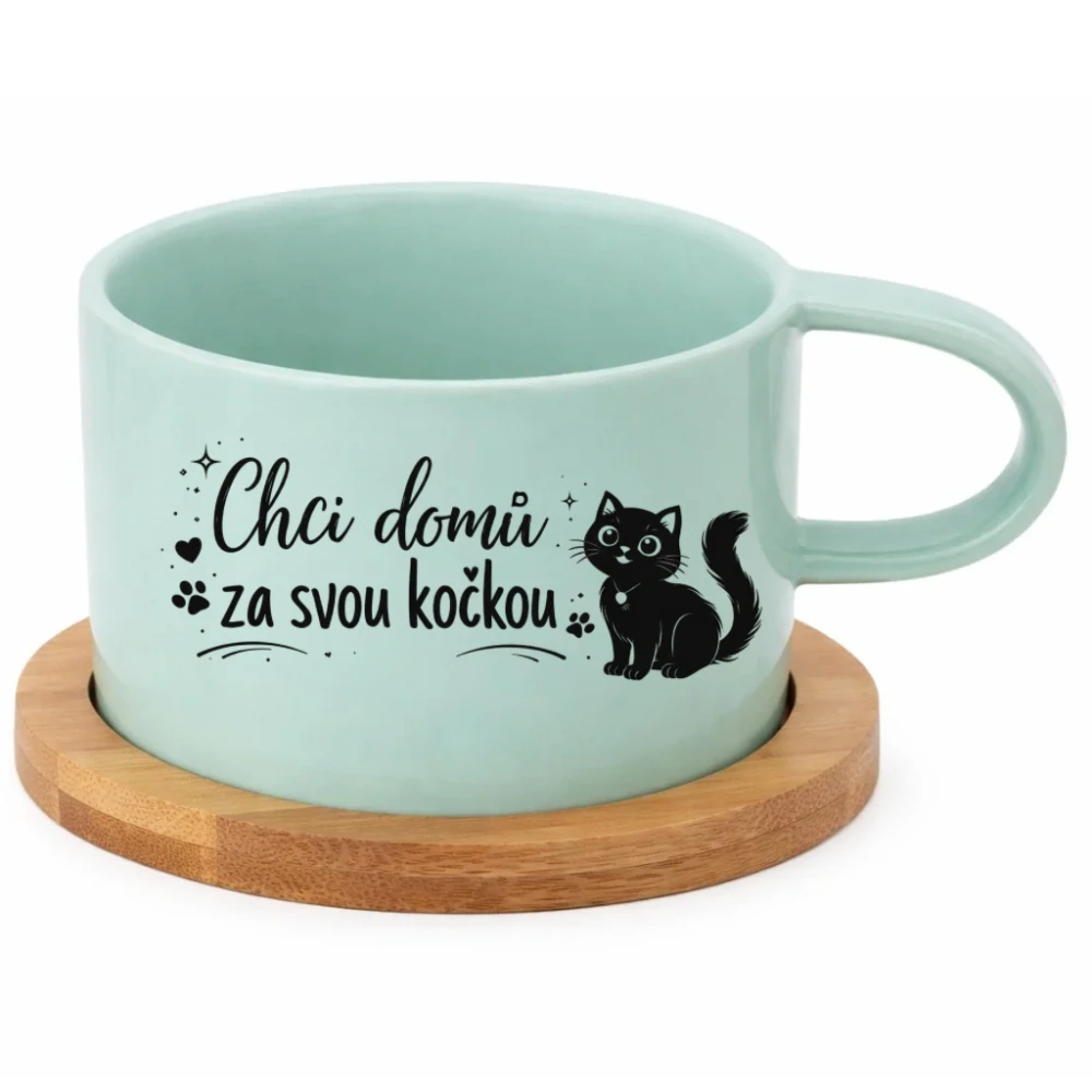 Keramický hrneček 200 ml – „Chci domů za svou kočkou“