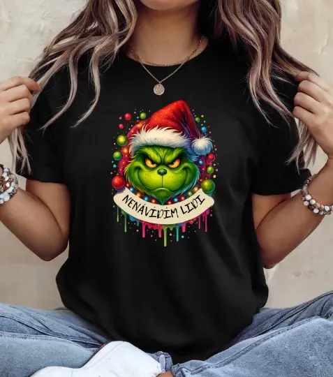 Vánoční tričko – Nenávidím lidi (Grinch styl)