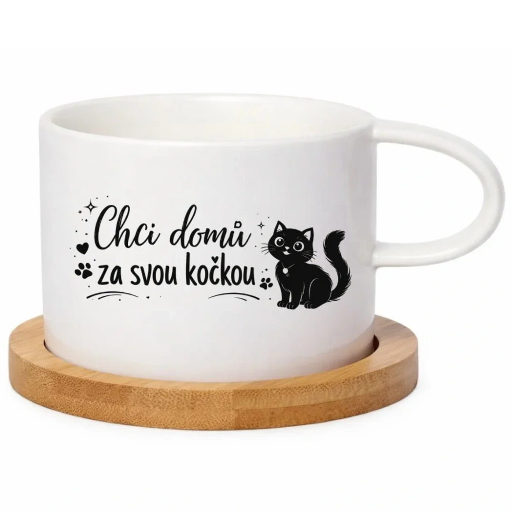 Keramický hrneček 200 ml – „Chci domů za svou kočkou“