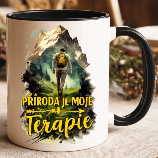 Hrnek „Příroda je moje terapie“ – černý vnitřek