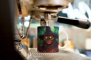 👁️ Strašidelný pohled – Hrneček s tajemnou postavou 🎃